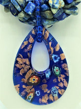 Load image into Gallery viewer, Blue Murano Glass Pendant Necklace
