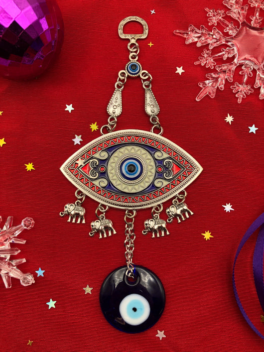 Evil Eye Protection Hanger Red Elephant