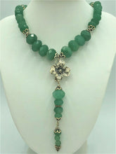 Load image into Gallery viewer, Jade &amp; Silver Dogwood Pendant Necklace
