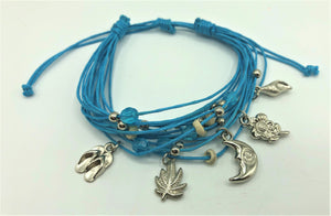 Jewelry - Coated Cord with Charms Bracelet