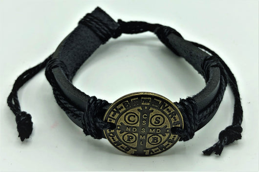 Saint Benedict Bracelet--Leather