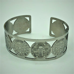 Saint Benedict Stainless Steel Cuff Bracelet